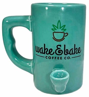 Colorful Wake and Bake Pipe Mug - Blue - 8 Oz