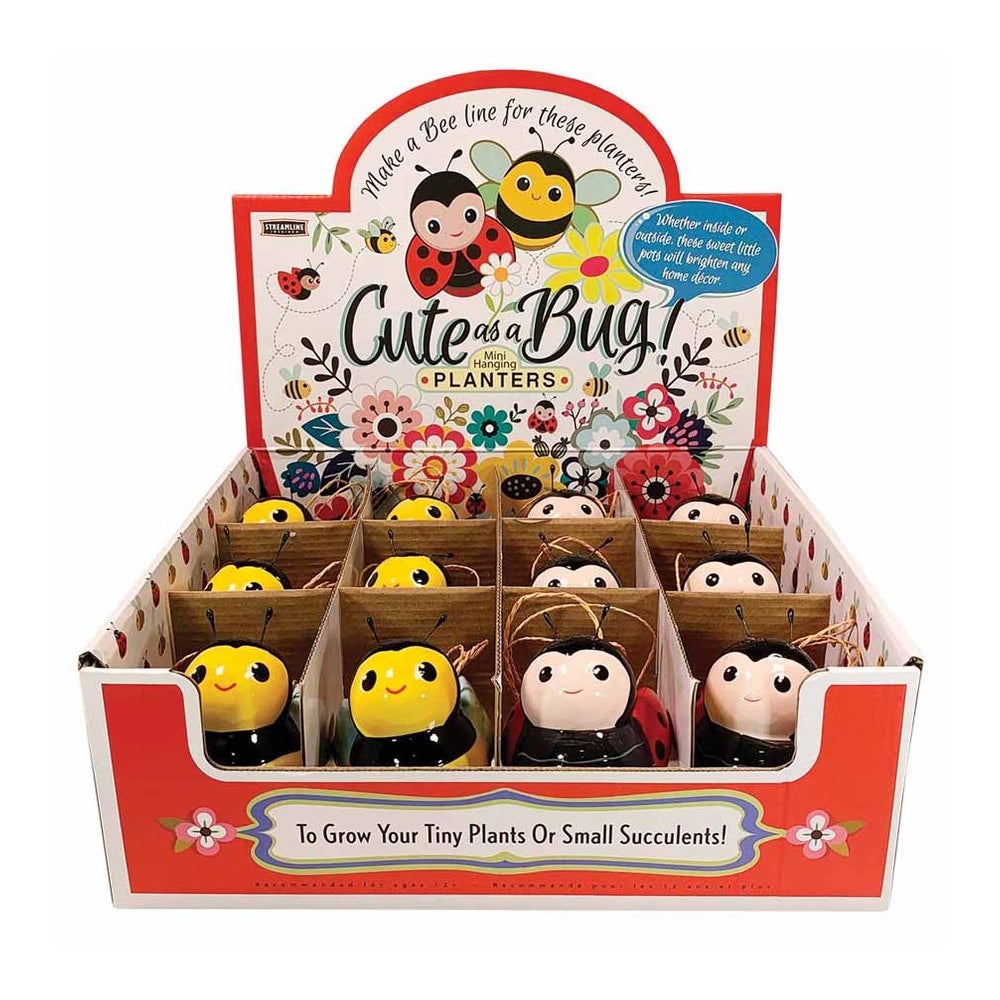 Mini Bee and Ladybug Hanging Planter