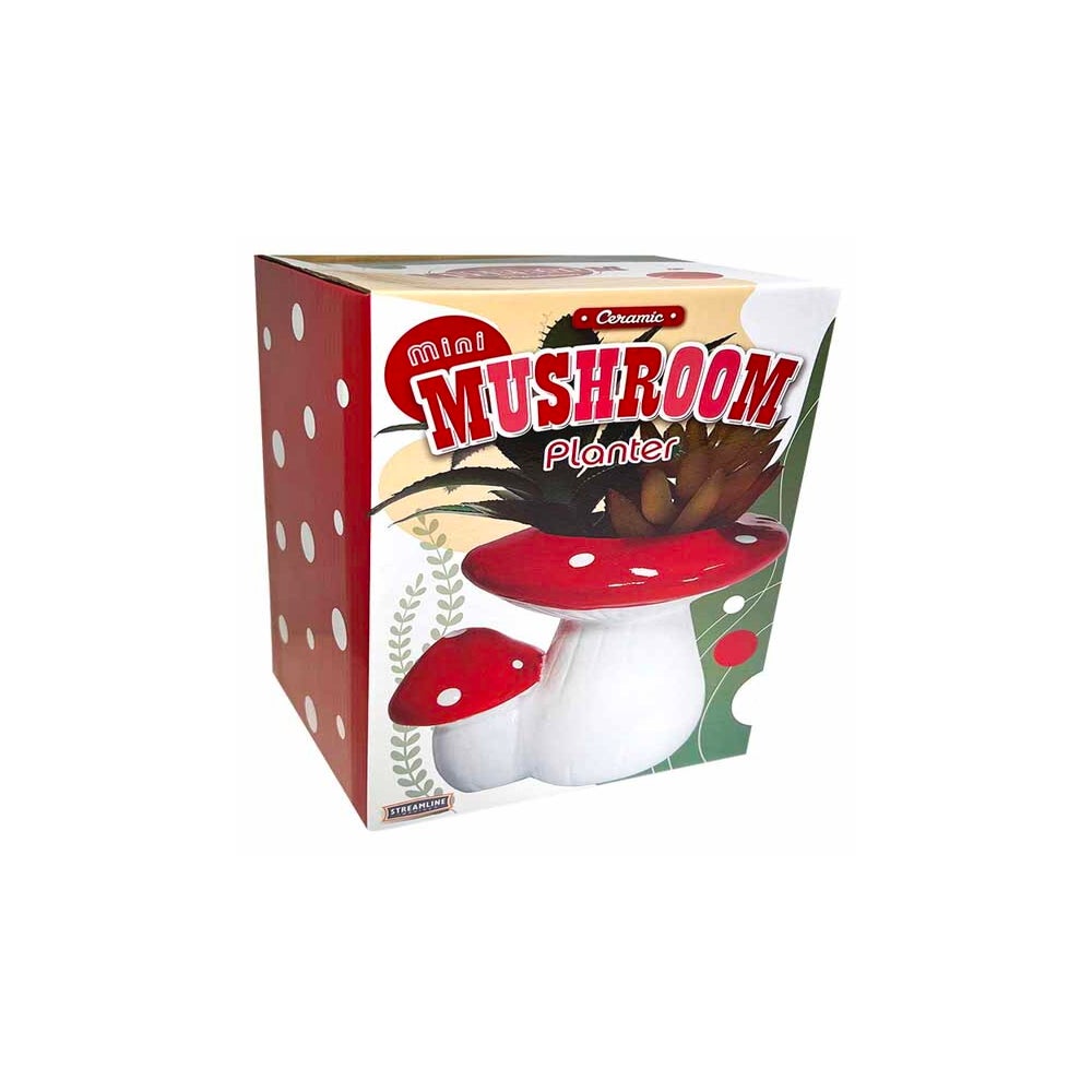 Mini Mushroom Planter with Faux Succulent