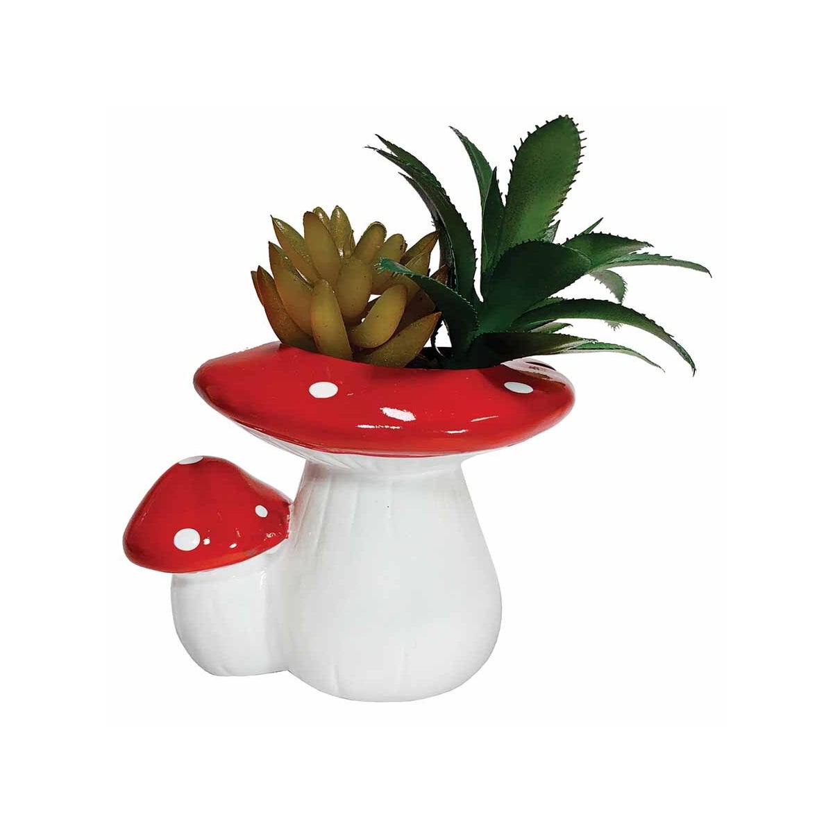 Mini Mushroom Planter with Faux Succulent