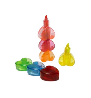 Rainbow Hearts Stackable Marker/Highlighter - 6 Hearts/5 Colors