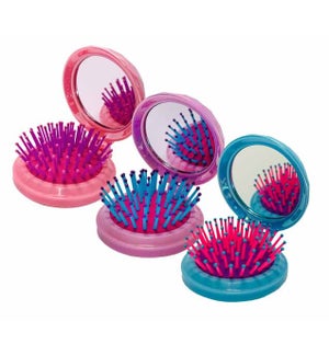 Jeweled Mirror Hairbrush - Asst 3 Colors