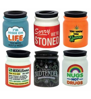 Ceramic Stash Jars with Silicone Lid - Asst 6 Styles
