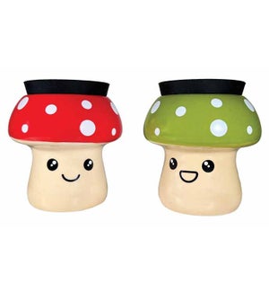 Mushroom Stash Jars - Asst 2 Colors - Red/Green