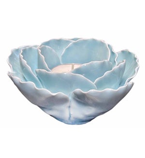Floral Ceramic Tea Light Holder - Light Blue