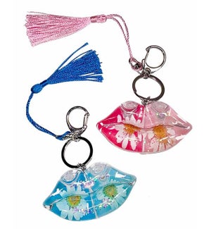Sweet Lips Gloss Keyring with Tassel - Asst 2 Colors