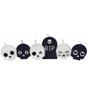 Graveyard Party Candles - 6 Piece Set - Asst 6 Styles