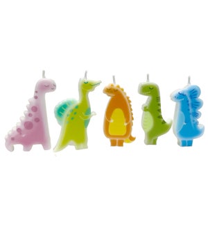 Dinosaur Birthday Candles - 5 Piece Set - Asst 5 Colors