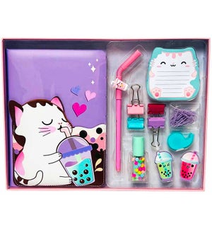 Boba Kit-Tea Cat Stationery Set - 12 Piece Set