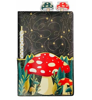 Mushroom Garden Pocket Journal with Pen - 2 Magnet Page Markers