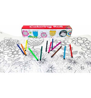 Coloring Roll Large - Field Of Flowers - 12 Piece Marker Set