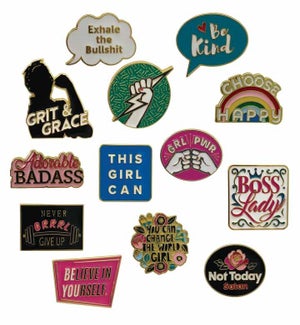 Enamel Power Pins - 36 Piece Display/Asst 13 Styles