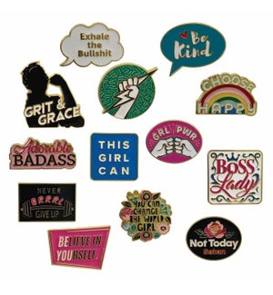 Enamel Power Pins - 36 Piece Display/Asst 13 Styles