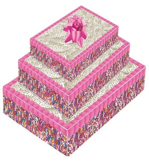 Birthday Cake Stackable Gift Boxes - 3 Piece Set