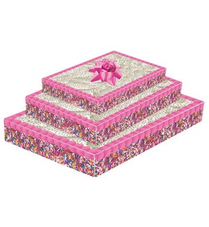 Birthday Cake Stackable Gift Boxes - 3 Piece Set