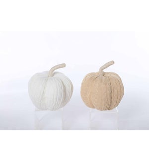 Large Fabric Tan/White Pumpkin 2 Asst