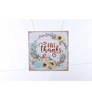 Wood Give Thanks Wreath Block