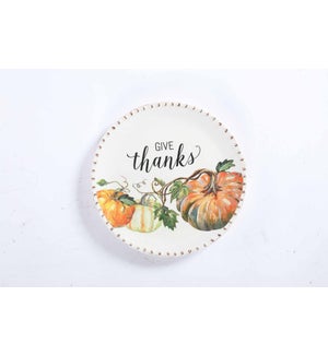 Ceramic Give Thanks Pumpkin Plate