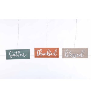 Wood Color Gather/Thankful/Blessed Wall 3 Asst