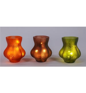 Gls Fall Rnd Glow Vase 3 Asst