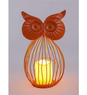 Mtl Rustic Orange Owl-Shape Terrarium