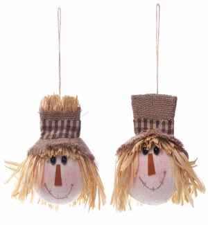 Floral Scarecrow Head Hanging 2 Asst