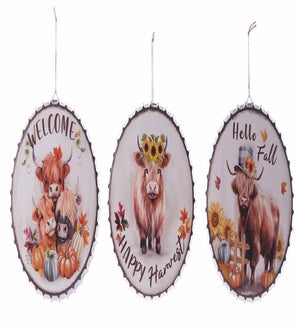 Mtl Bottle Cap Moo Cow Hanging 3 Asst