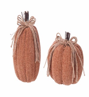 Fabric Jute Bow Pumpkins 2 Asst