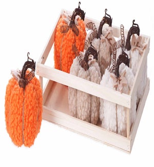 Fabric Fluffy Pumpkins 3 Asst/Tray 6