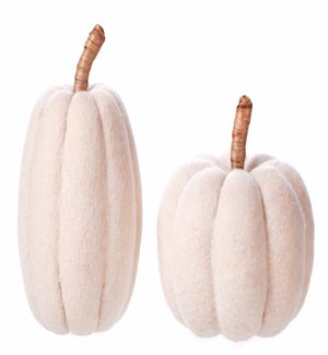 Fabric Long Stem Crm Pumpkins 2 Asst