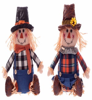 Plsh Jeans Scarecrow Sitting 2 Asst