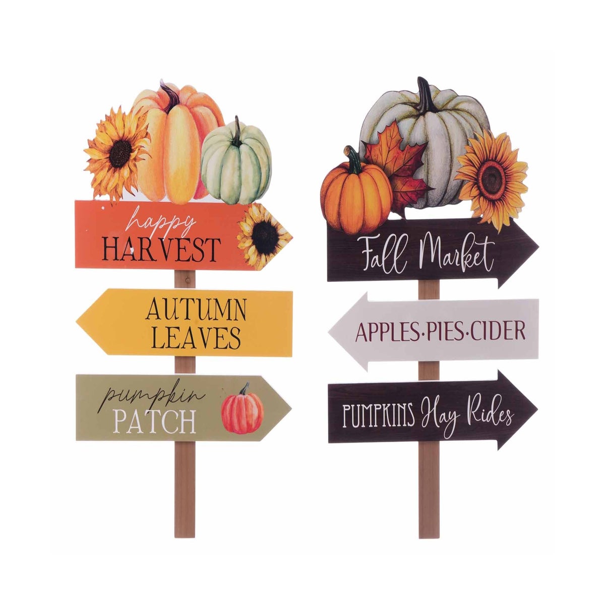 Mtl Fall Arrow Sign Stake 2 Asst