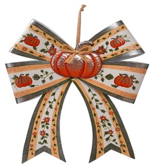 Metal Harvest Pumpkin Bow Hang