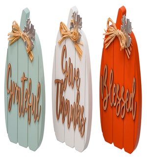 Lg Wd Pumpkin W/Raised Words 3 Asst