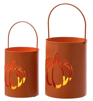 Mtl Cutout Pumpkin Cans S/2