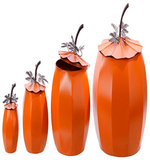 Mtl Harvest Pumpkins W/Lid S/4