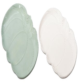 Lg Cer Pumpkin Grn/Crm Platter  2 Asst