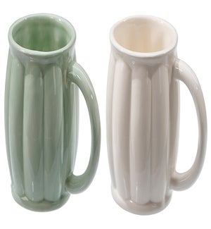 Cer Pumpkin Grn/Crm  Mug 2 Asst