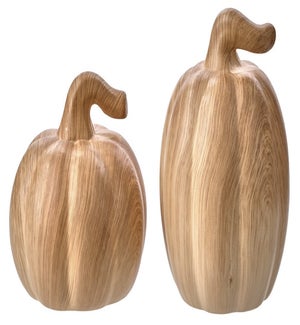 Lg Wood Look Pumpkin 2 Asst