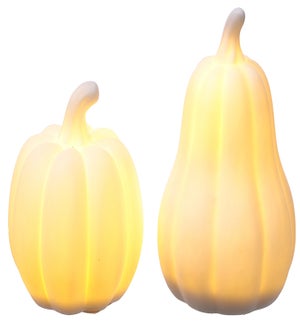 Md White LED Pumpkin 2 Asst