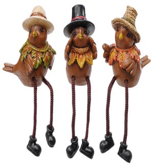Res Pilgrim Bird Shelf Sitter 3 Asst