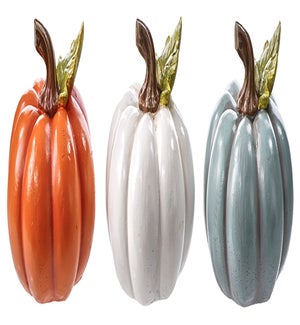 Md Res Pumpkin W/Leaf 3 Asst