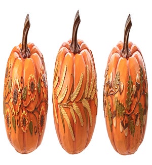 Sm Res Harvest Etched Pumpkin 3 Asst