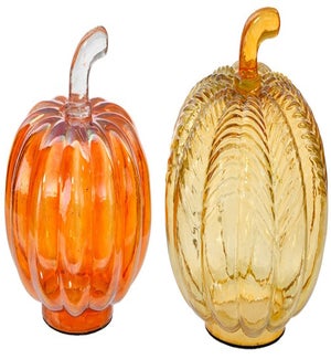 Gls Shiny Embossed Pumpkins 2 Asst