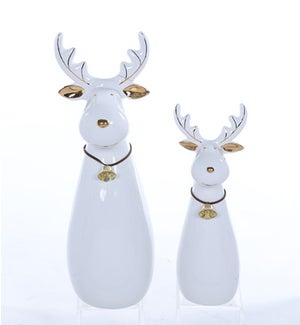 Large Ceramic White Deer with Bell