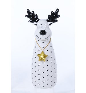 Large Ceramic B/W Deer with Star