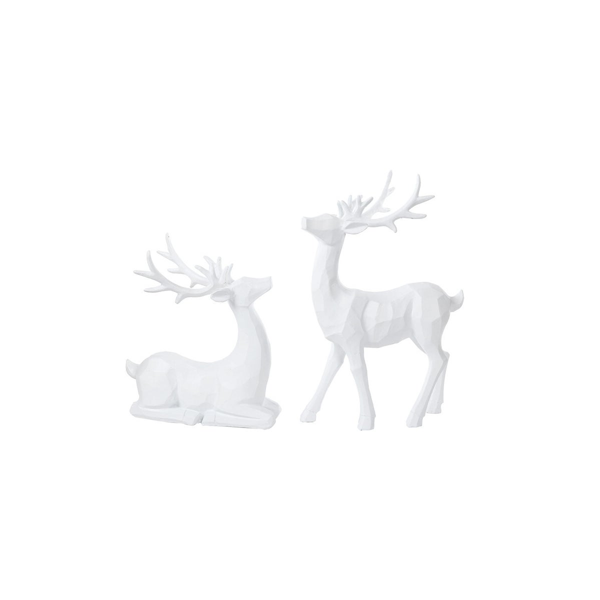 Resin White Carve Deer 2 Asst