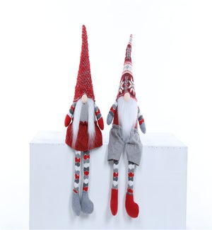 Small Plsh Red Snowflake Gnome Shlfstr 2 Asst