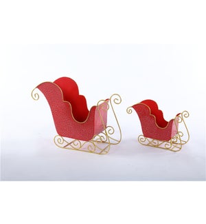 Metal Red Crackle Sleigh S/2