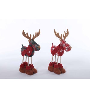 Fabric Plaid Moose/Boots Stand 2 Asst